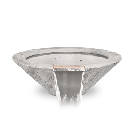 The Outdoor Plus 24 Round Cazo Water Bowl - Wood Grain GFRC Concrete - Ivory - OPT-24RWGWO-IVY